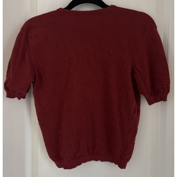 Womens Ballantyne Sweater Shirt Vintage 100% Cashmere Red Made in Scotland Sz 3 - Picture 5 of 9